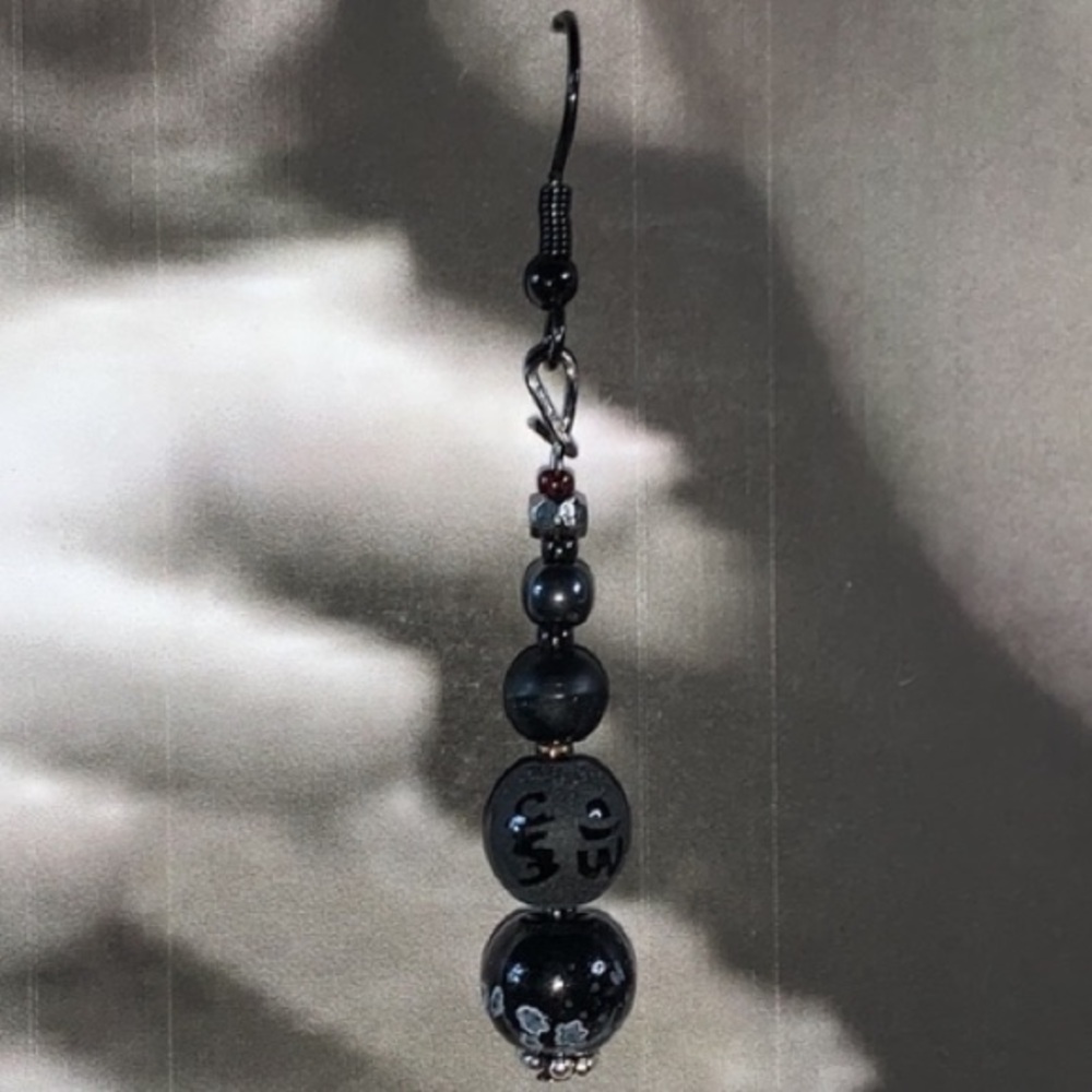 Handcrafted Black Chandelier Dangling Drop pierced Earrings